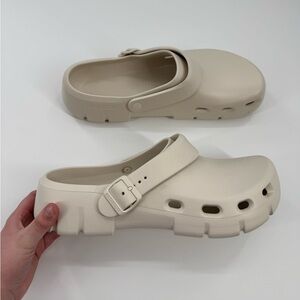 Birkenstock Birki Flow Clogs In Eggshell Men's Size 45